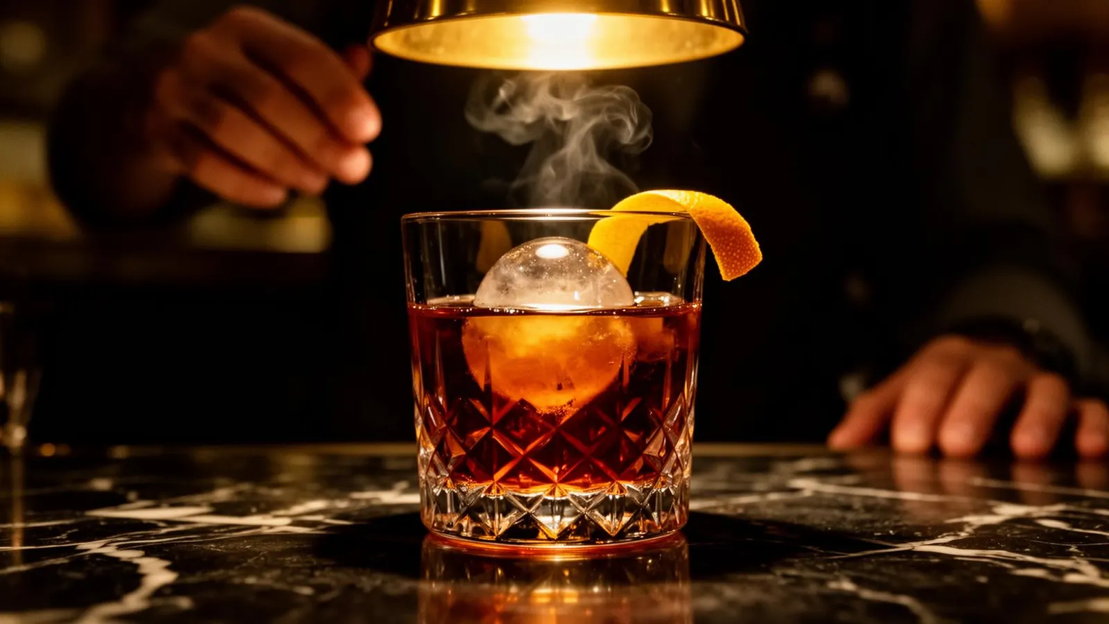 Crafted negroni at the bar