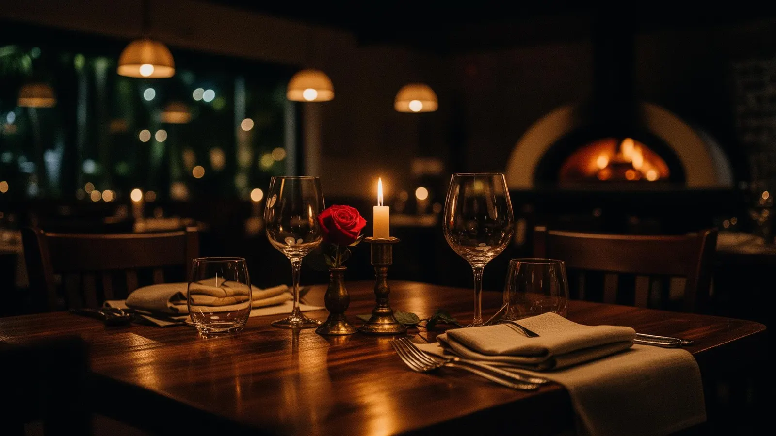 Candlelit dining room