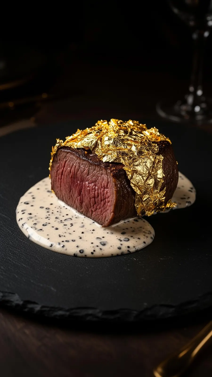 Premium filet mignon with 24kt gold leaf